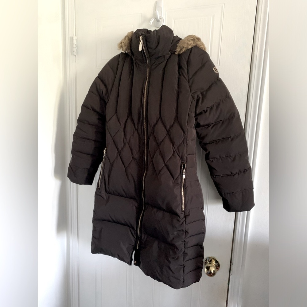 LIKE NEW CK Down Filled Faux Fur Hood Puffer Parka Size Small